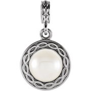 14K White Freshwater Cultured Pearl Pendant-