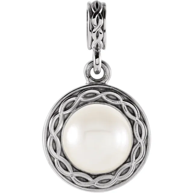 14K White Freshwater Cultured Pearl Pendant-