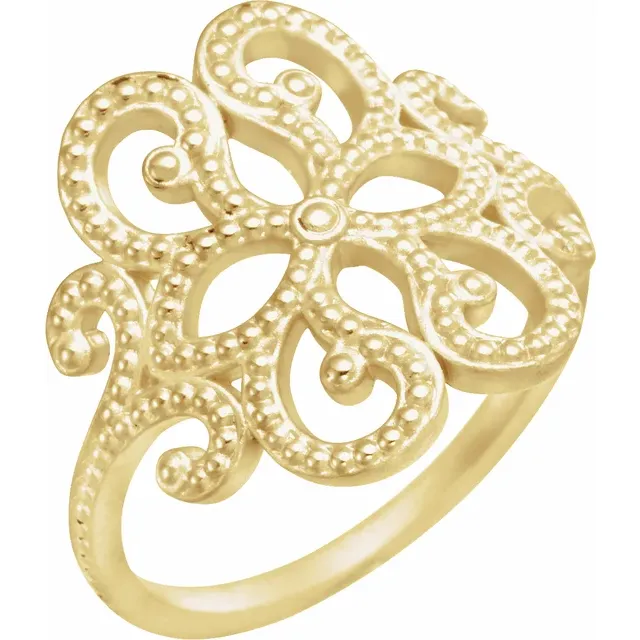 14K Yellow Granulated Metal Ring-