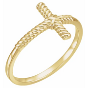 14K Yellow Rope Sideways Cross Ring-