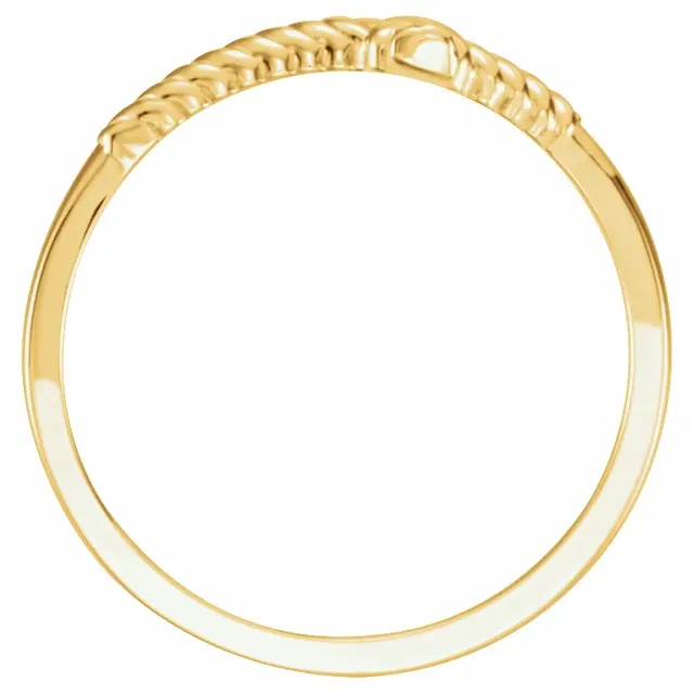 14K Yellow Rope Sideways Cross Ring-