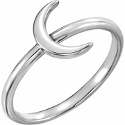 14K White Crescent Ring-