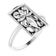 14K White Vintage-Inspired Cross Ring-