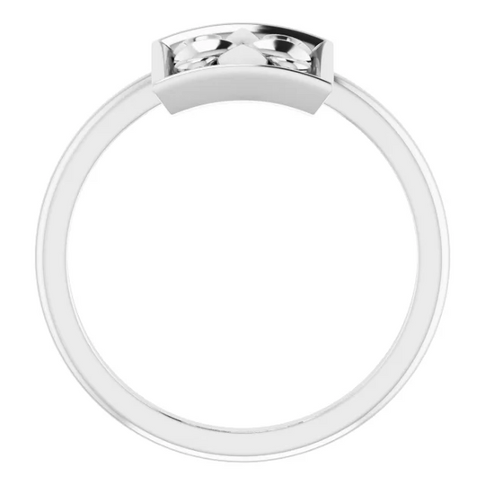 14K White Vintage-Inspired Cross Ring