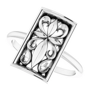 14K White Vintage-Inspired Cross Ring-
