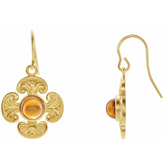 14K Yellow Citrine Maltese Cross Earrings-
