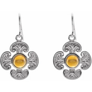 14K Yellow Citrine Maltese Cross Earrings-