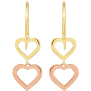 14K Yellow & Rose Heart Design Earrings-