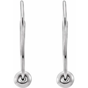 14K White Youth Hoop Earrings with Bead-