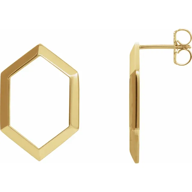 14K Yellow Geometric Drop Earrings-