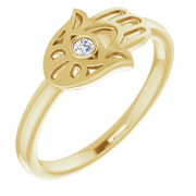 14K Yellow .03 CTW Diamond Hamsa Ring-