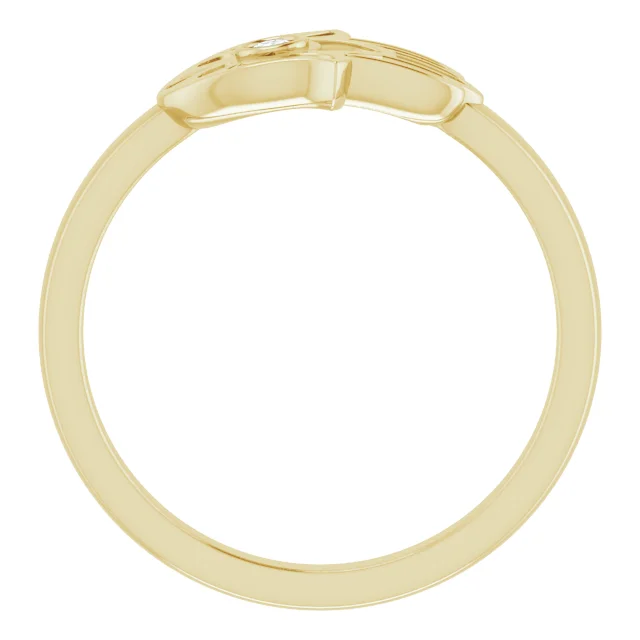 14K Yellow .03 CTW Diamond Hamsa Ring-