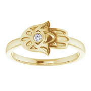 14K Yellow .03 CTW Diamond Hamsa Ring-