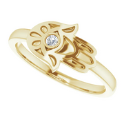 14K Yellow .03 CTW Diamond Hamsa Ring-