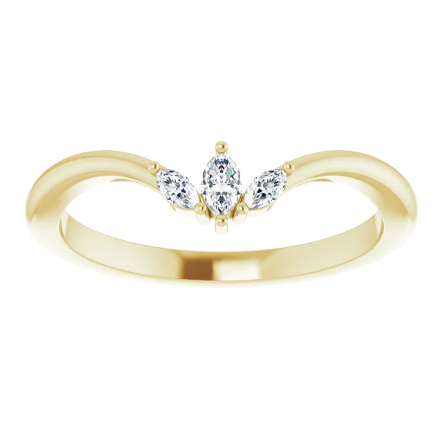 14K Yellow 1/8 CTW Diamond Three-Stone V Ring-