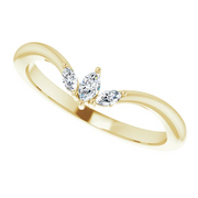 14K Yellow 1/8 CTW Diamond Three-Stone V Ring-