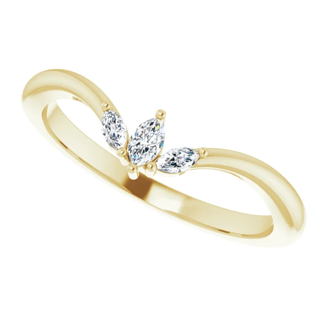 14K Yellow 1/8 CTW Diamond Three-Stone V Ring-