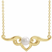 14K Yellow Freshwater Cultured Pearl Bar 16" Necklace-