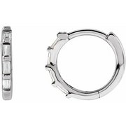 14K White 1/10 CTW Diamond Hinged Hoop Earrings-