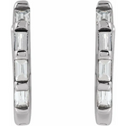 14K White 1/10 CTW Diamond Hinged Hoop Earrings-