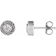 14K White 3 mm Round Forever One Moissanite Earrings-