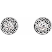 14K White 3 mm Round Forever One Moissanite Earrings-
