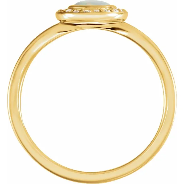 14K Yellow Opal & .07 CTW Diamond Halo-Style Ring-