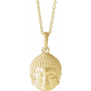 14K Yellow 14.7x10.5 mm Meditation Buddha 16-18" Necklace-
