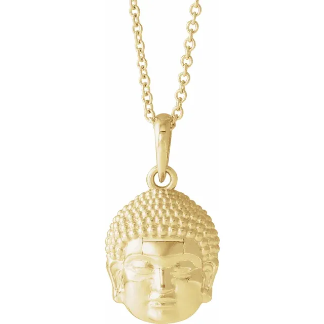 14K Yellow 14.7x10.5 mm Meditation Buddha 16-18" Necklace-
