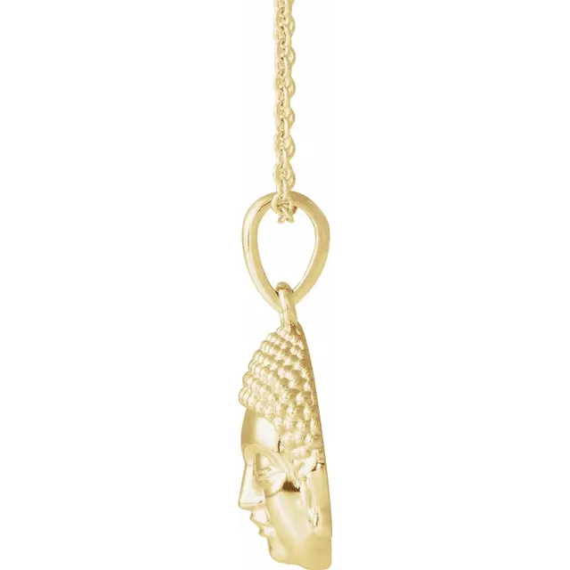 14K Yellow 14.7x10.5 mm Meditation Buddha 16-18" Necklace-