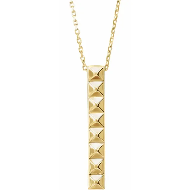 14K Yellow Pyramid Bar 16-18" Necklace-
