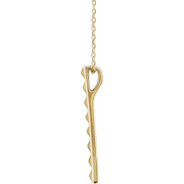 14K Yellow Pyramid Bar 16-18" Necklace-