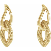 14K Yellow Beaded Drop Earrings-