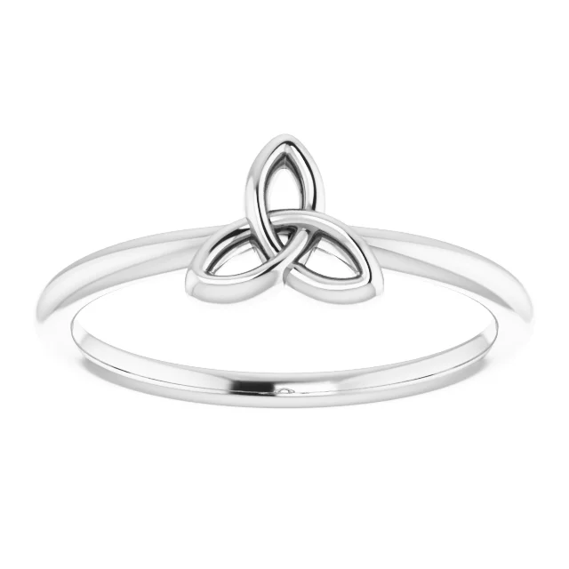 14K White Stackable Celtic-Inspired Trinity Ring-