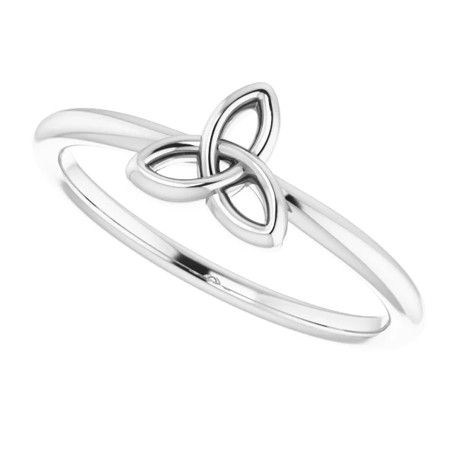 14K White Stackable Celtic-Inspired Trinity Ring-