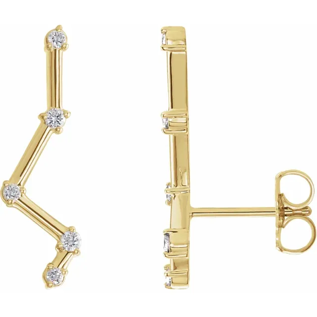 14K Yellow 1/10 CTW Diamond Constellation Earring Climbers-
