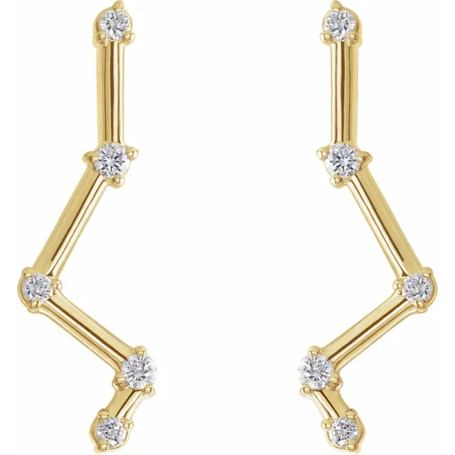 14K Yellow 1/10 CTW Diamond Constellation Earring Climbers-