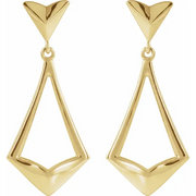 14K Yellow Geometric Dangle Earrings with Backs-