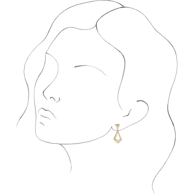 14K Yellow Geometric Dangle Earrings with Backs-