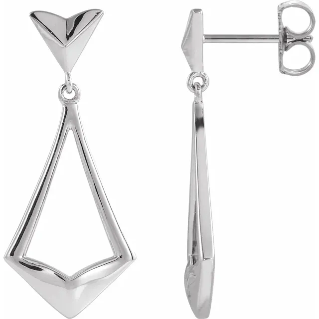 14K Yellow Geometric Dangle Earrings with Backs-