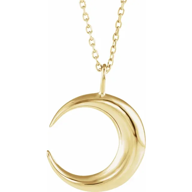 14K Yellow Crescent Moon 16-18" Necklace-