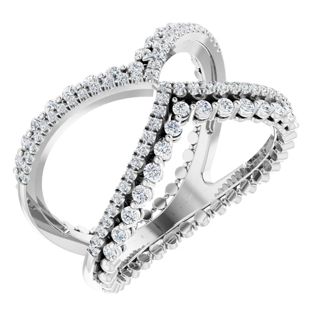 14K White 1/2 CTW Diamond Negative Space Ring-7.00 (approximate standard size)-