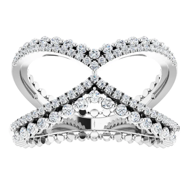 14K White 1/2 CTW Diamond Negative Space Ring-7.00 (approximate standard size)-