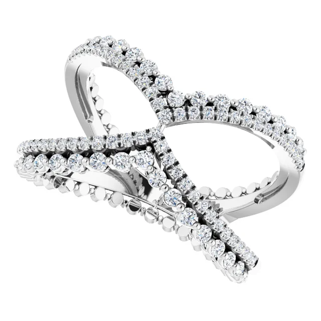 14K White 1/2 CTW Diamond Negative Space Ring-7.00 (approximate standard size)-