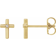 14K Yellow .01 CTW Diamond Cross Earrings-