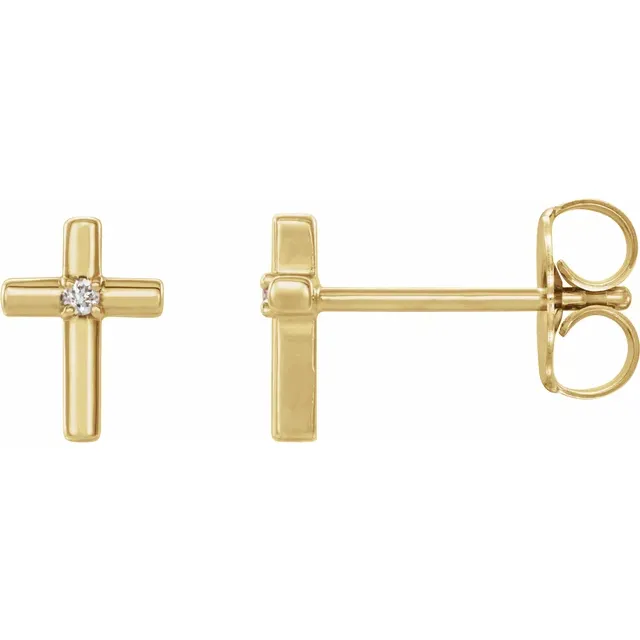 14K Yellow .01 CTW Diamond Cross Earrings-