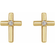14K Yellow .01 CTW Diamond Cross Earrings-