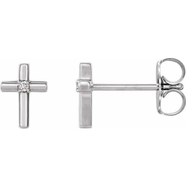 14K Yellow .01 CTW Diamond Cross Earrings-