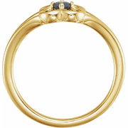 14K Yellow Blue Sapphire Youth Flower Ring-