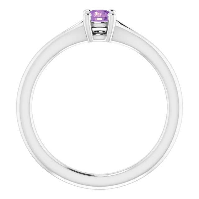 14K White Amethyst Youth Solitaire Ring-